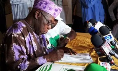 Obasanjo officially registers with CNM hoping to sack Buhari in 2019