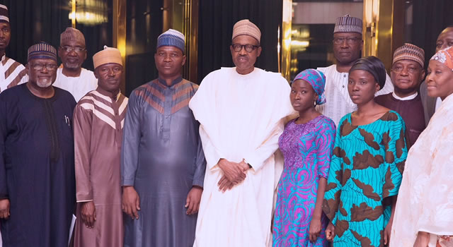 PHOTOSCENE: Buhari receives rescues lecturers, Police wives