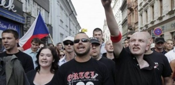 Scores of protesters in Prague, Czech republic protesting against attack on the media