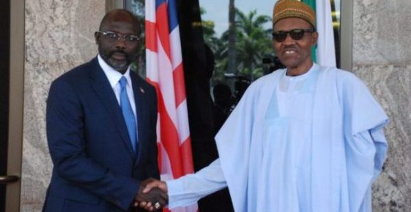 Liberian President Weah speaks after closed door meeting with Buhari