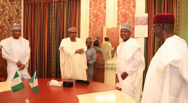 Buhari in closed door meeting with Saraki, Dogara