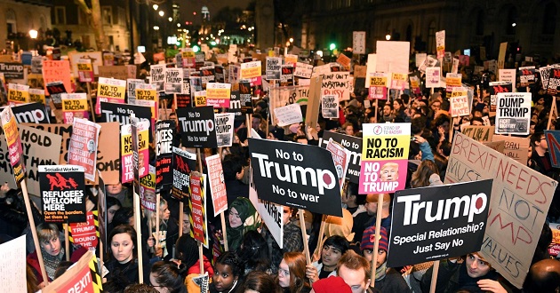 Over 250,000 strong protesters march against Trump's UK visit