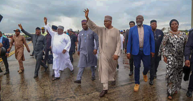 PHOTOSCENE: Saraki pays Gov Udom solidarity visit