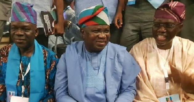 Show of unity! Ambode, Sanwo-Olu all smiles as they arrive APC convention together