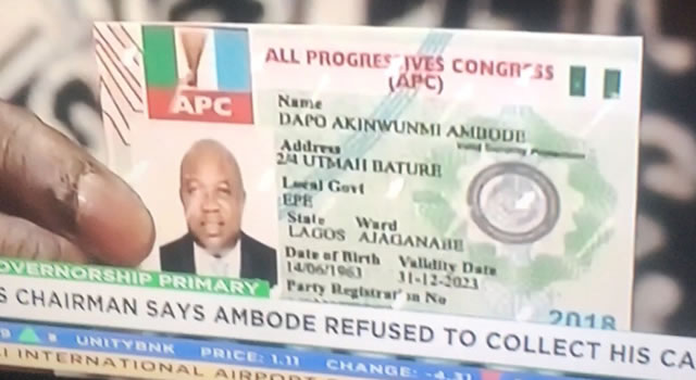 In new intrigue Lagos APC begs Ambode to come collect his membership card