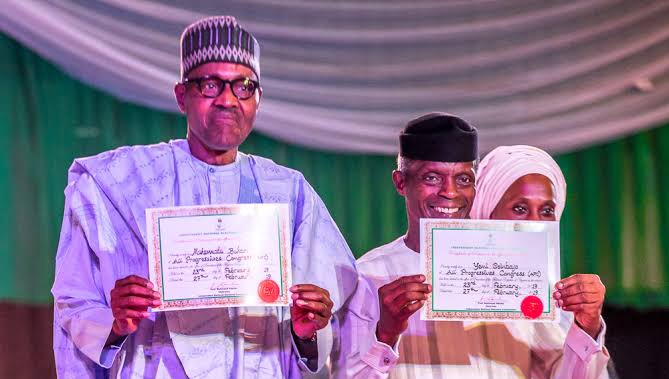 Buhari, Osinbajo receive Certificate of Return