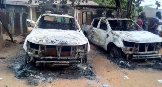 Hoodlums set police station on fire, free detained persons