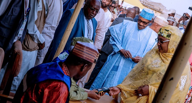 Buhari, Aisha cast votes in Daura