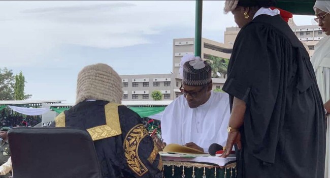 JUST IN: Ag. CJN Tanko Muhammad swears-in Osinbajo, Buhari for a 2nd term