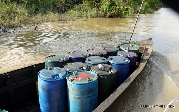 oil barge in creek nigeria