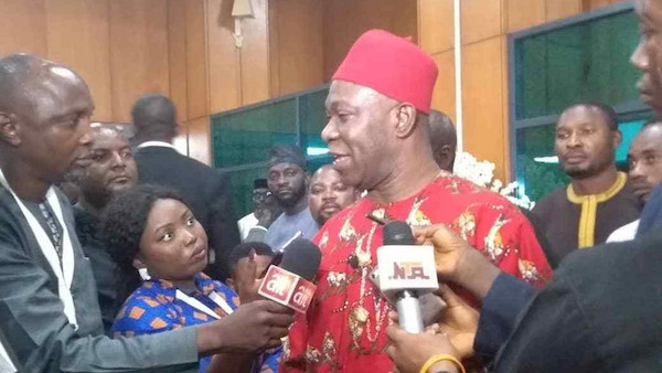 Ekweremadu addressing the press