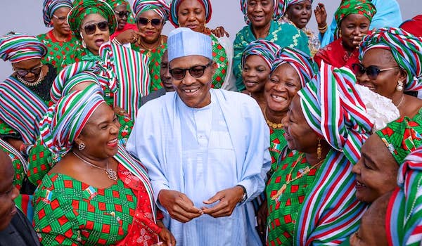 Buhari with the women