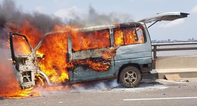 5 burnt to death, 10 injured as bus tumbles, goes up in flames