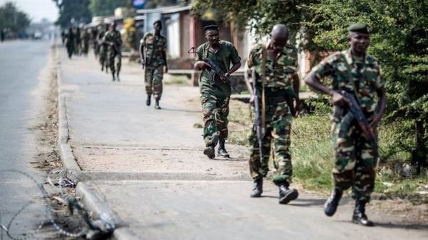 Heavily armed security forces in Burundi