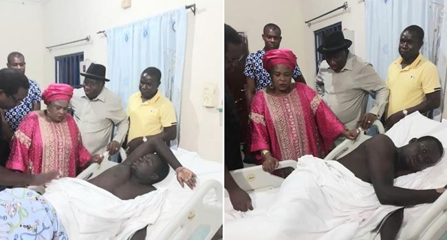 Jonathan, wife visit soldier wounded during attack on his country home