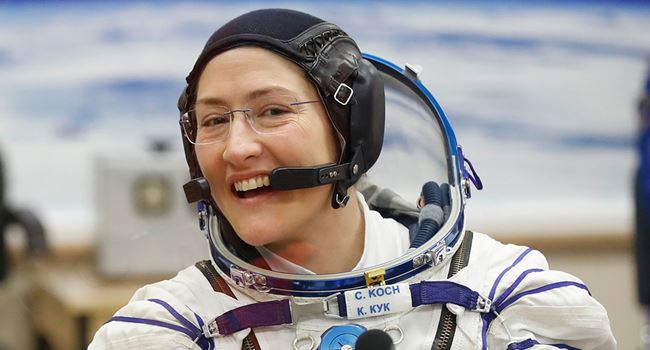 U.S. female astronaut sets record for longest space flight by a woman