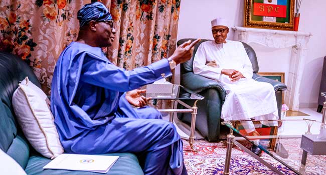 CORONAVIRUS: Buhari, Sanwo-Olu meet Aso Rock