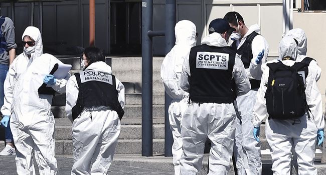 French police at the scene of a knife attack in south-east France