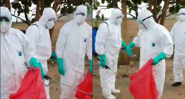 COVID-19: Officials disinfect cemetery after public outcry over govt’s unprofessional conduct during Abba Kyari’s burial (Video)