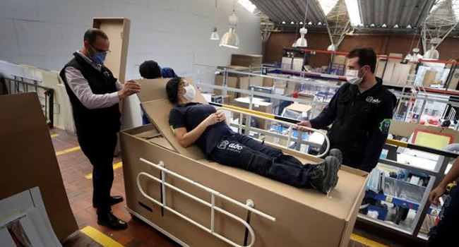 Colombian businessman makes convertible Bed-Coffin for COVID-19 patients