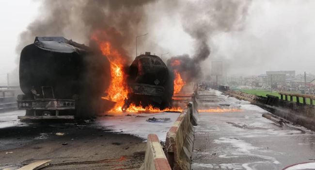 Anxiety, heavy traffic as three tankers up in flames at Kara bridge