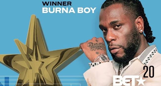 Burna Boy bags BET Awards 2020 for Best International Act