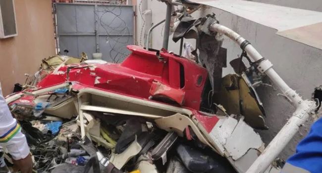 BREAKING… Helicopter crashes into building in Ikeja, Lagos. Two feared dead