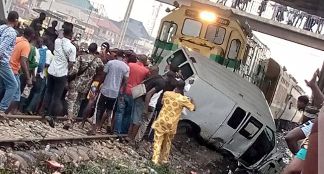 Driver, passengers escape death in Lagos as bus collides with train