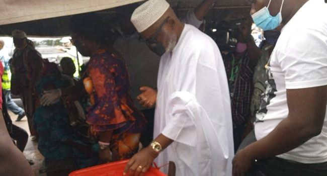 Gov Akeredolu, wife cast their votes