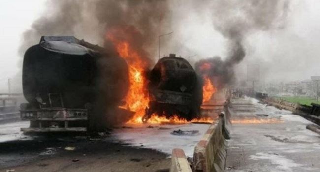 Fuel-tanker fire causes gridlock on Lagos-Ibadan Expressway