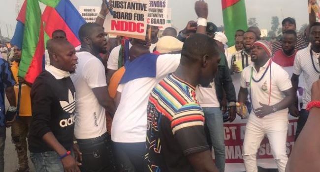 Ijaw youths protest appointment of sole administrator for NDDC, block East-West road