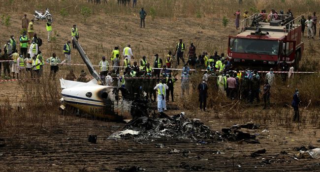 scene of plane crash that killed COAS, Attahiru