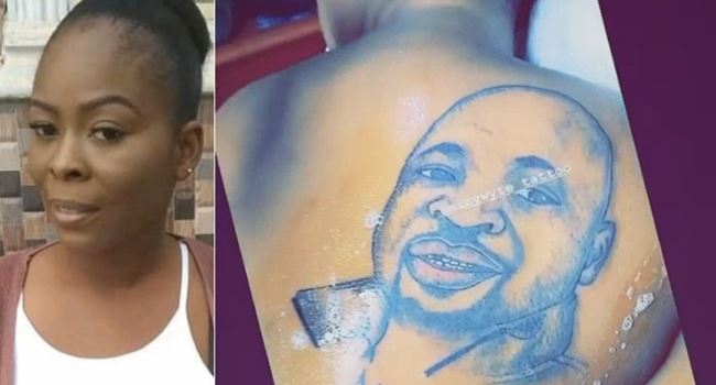 Nigerian lady tattoos face of NURTW leader, MC Oluomo, on her back