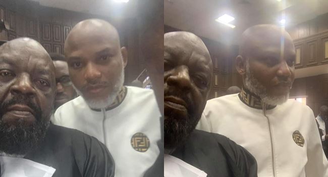 Images of IPOB leader, Kanu, in court