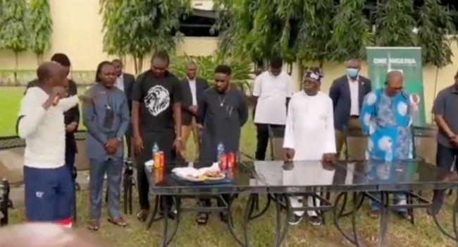 After visit to Yahaya Bello, ex-Super Eagles players call on Tinubu, Taribo West prays ahead of 2023 poll (Video)