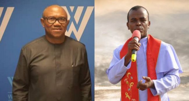 Father Mbaka renews ‘fight’ with Peter Obi, says ex-Anambra gov not fit to be president