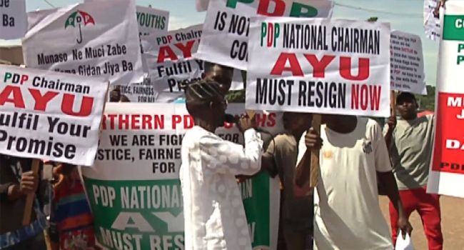 PDP youth group stages 'Ayu Must Go’ protest in Katsina, state party denies group