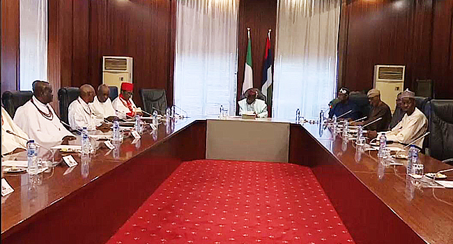 Oba of Benin vists President Tinubu in Aso Rock